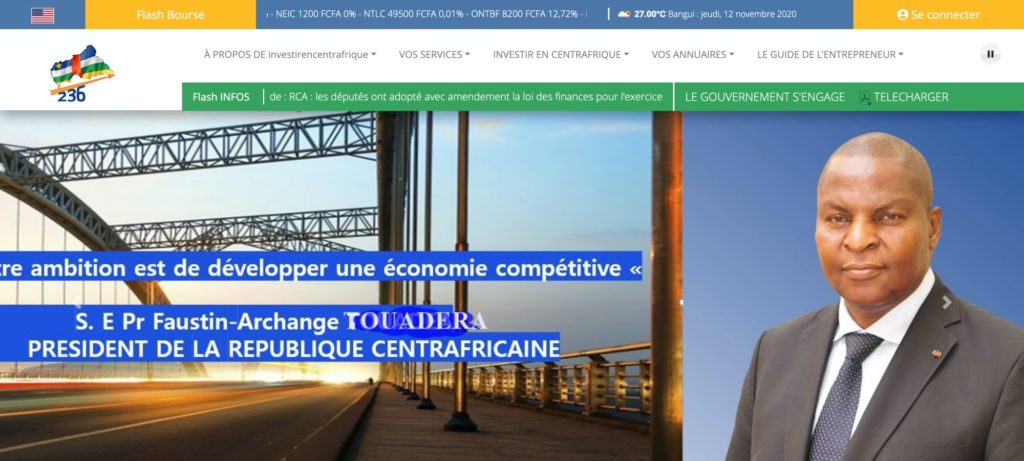 investirencentrafrique 메인 페이지